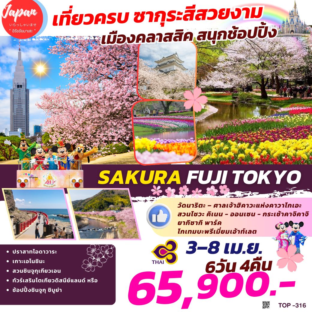 ทัวร์ญี่ปุ่น SAKURA FUJI TOKYO 6วัน 4คืน  (TG)