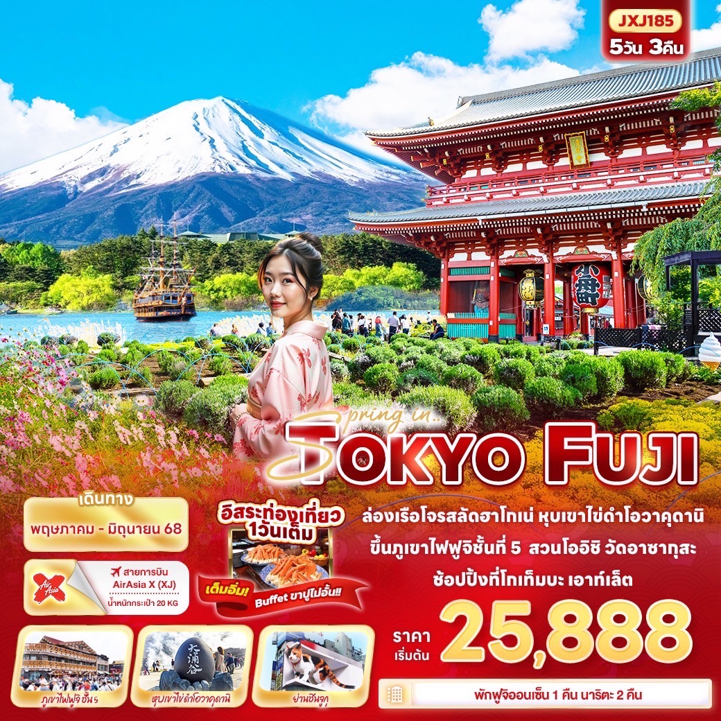 ทัวร์ญี่ปุ่น Spring in TOKYO FUJI 5วัน 3คืน (XJ)